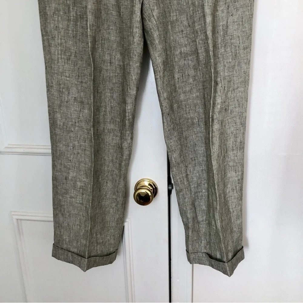 Mens Linen Trousers pleats cuffs pockets 38” Riviera Sport formal 31” inseam